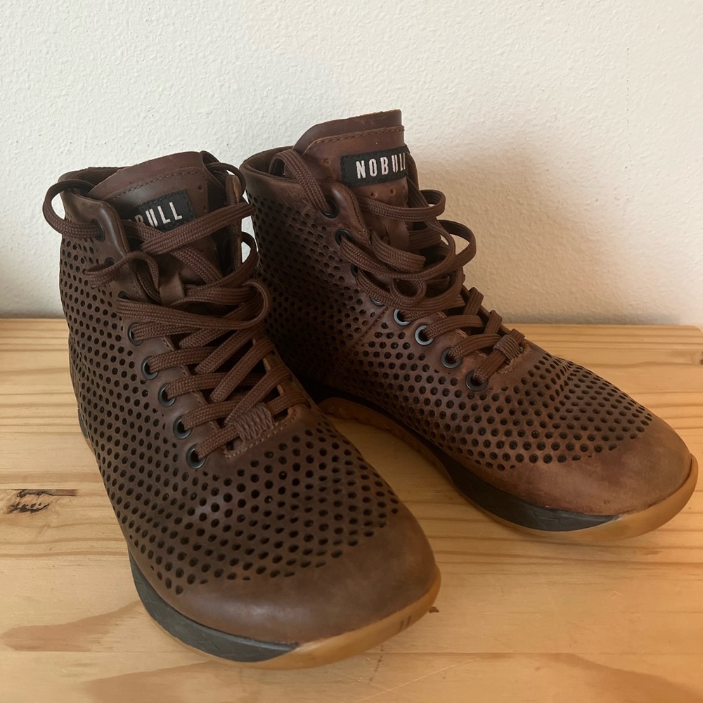 NoBull High-Top Coffee Leather Trainers